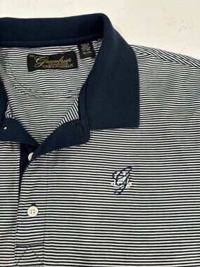 The Greenbrier Ben Hogan XL Blue White Striped Cotton Golf Polo Shirt
